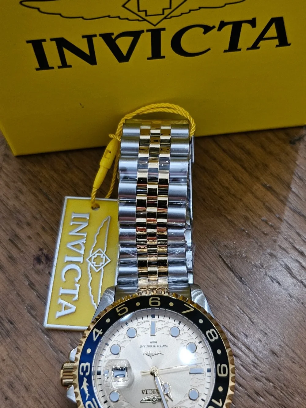 Invicta ProDiver Two-Tone Gold & Silver Watch with Blue and Black Bezel